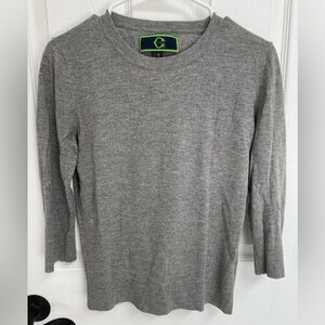 C. Wonder Gray Crew Neck 3/4 Sleeve Merino Wool Blend Sweater Women’s Size S